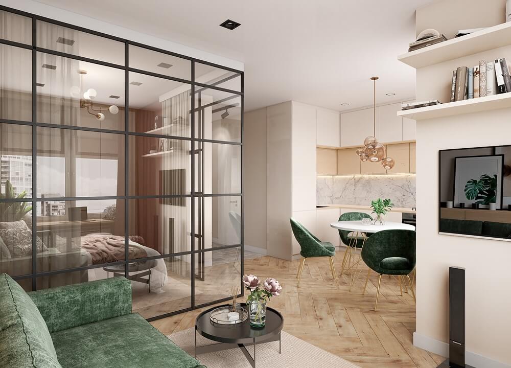Phối Cảnh 3D Nội Thất Căn Hộ 40m2 Đẹp Cuốn Hút