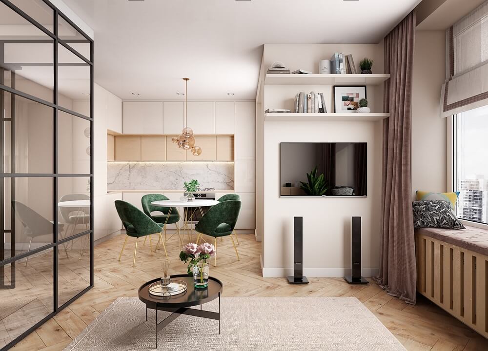 Phối Cảnh 3D Nội Thất Căn Hộ 40m2 Đẹp Cuốn Hút