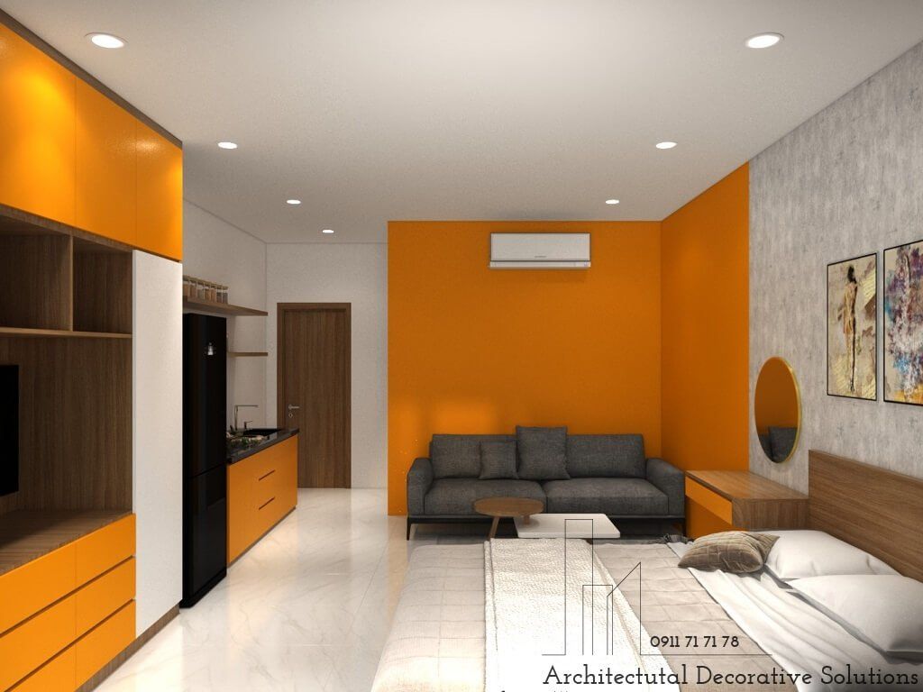Thiết kế nội thất căn hộ cho thuê mini hiện đại năm 2022