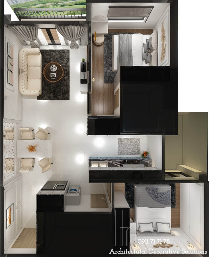 Thiết kế nội thất chung cư 2PN tiện nghi tại Bình Dương