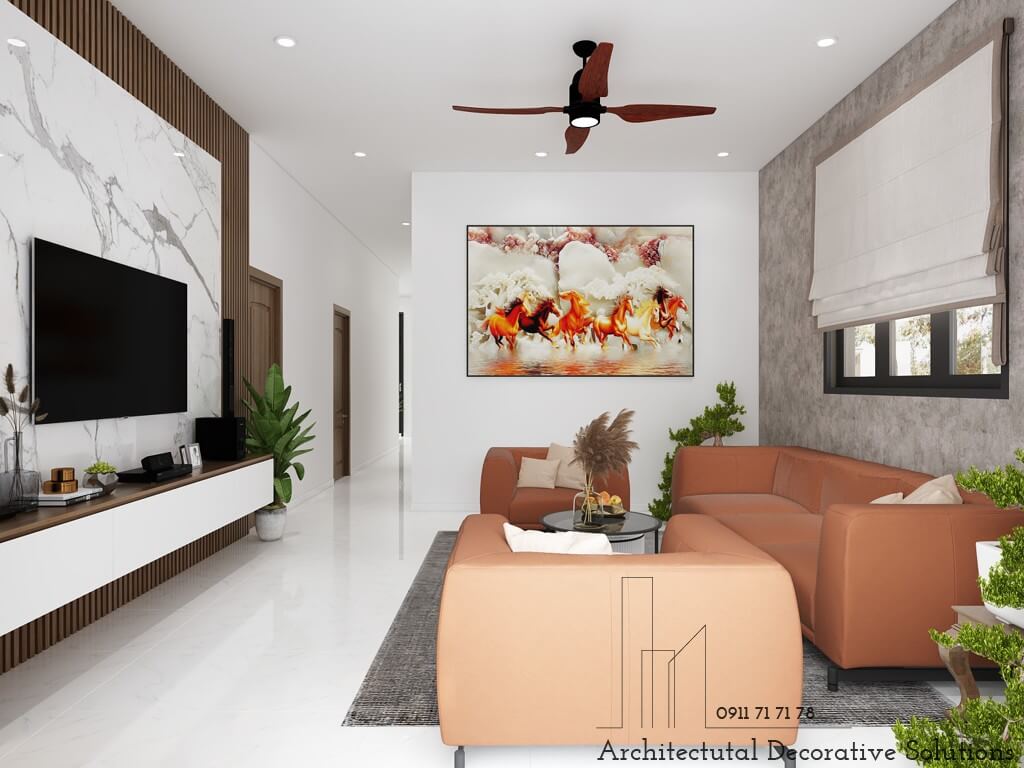 Thiết Kế Nhà Phố Với Nội Thất Màu Cam Sang Trọng