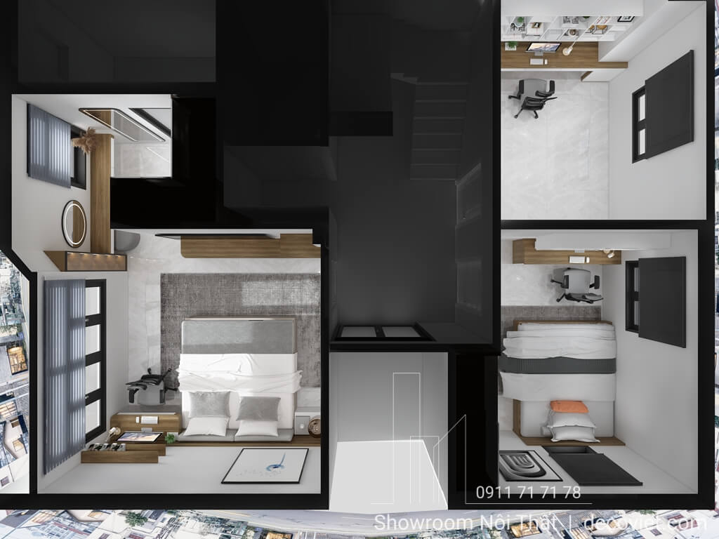 Phối Cảnh 3D Nội Thất Nhà Phố 3 Phòng Ngủ Quận 2