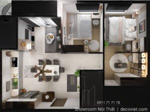 Thiết Kế Nội Thất Chung Cư Thủ Thiêm Dragon 2 Phòng Ngủ
