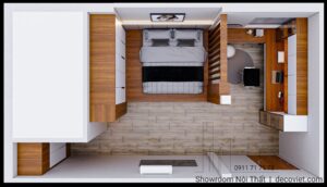 Thiết kế giường ngủ và bàn làm việc nhà phố 4 phòng ngủ Nhà Bè