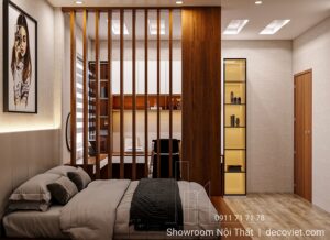 Vách ngăn gỗ phòng ngủ hiện đại tại Nhà Bè