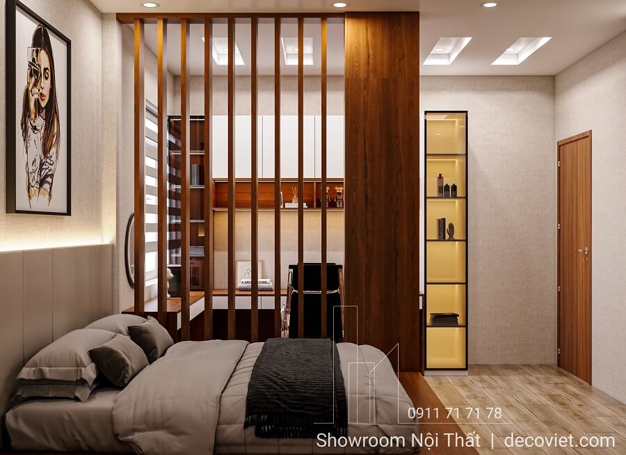 Vách ngăn gỗ phòng ngủ hiện đại tại Nhà Bè