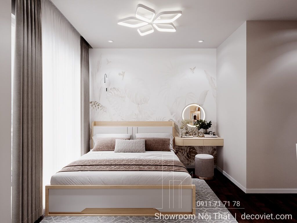Không gian phòng ngủ ấm cúng trong thiết kế nội thất D'Lusso 2PN