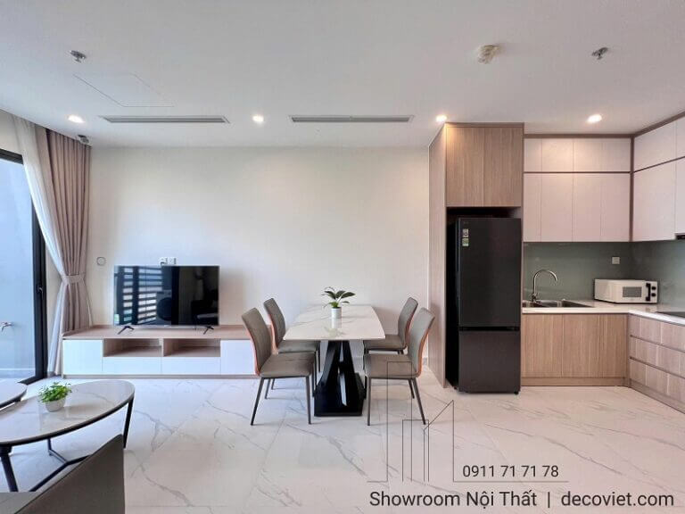Bàn ăn và khu bếp căn hộ Vinhomes Grand Park 1PN