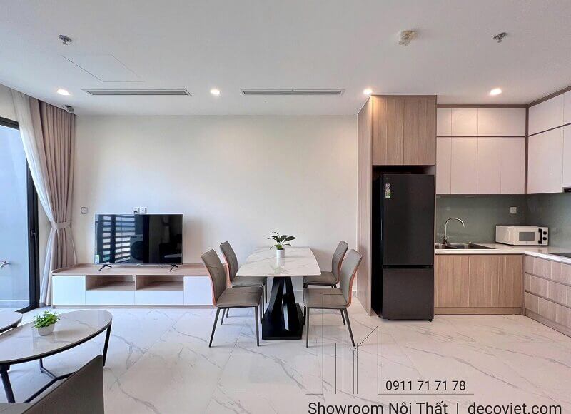 Bàn ăn và khu bếp căn hộ Vinhomes Grand Park 1PN