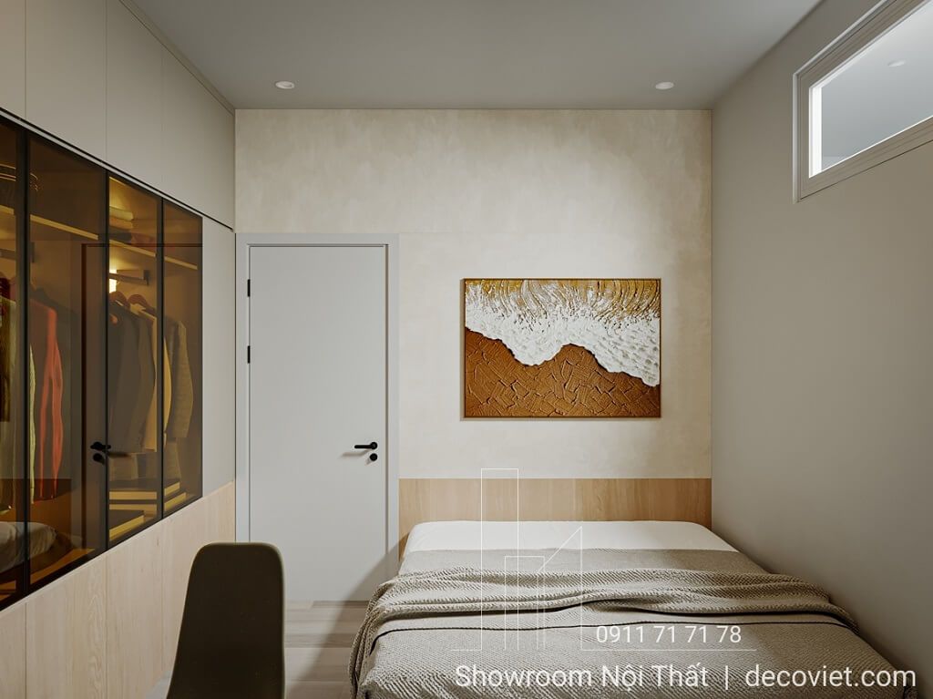 Phòng ngủ nhà phố Gò Vấp 120m2 2PN hiện đại với tranh treo tường nghệ thuật