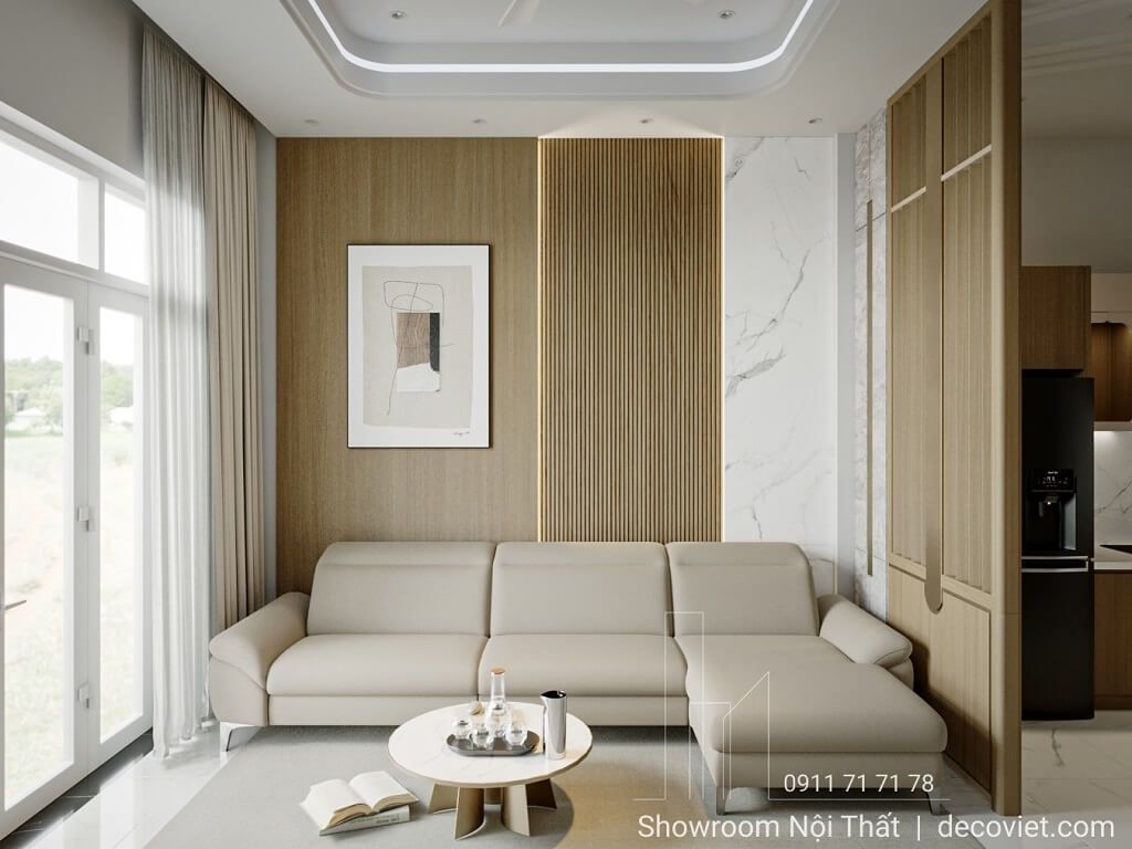 Nội thất phòng khách hiện đại nhà phố Gò Vấp 120m2