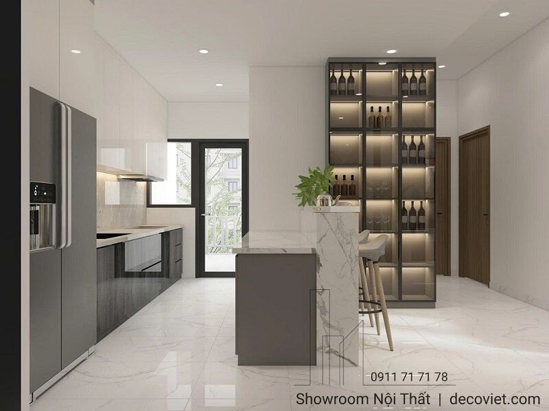 Thiết kế nội thất phòng bếp chung cư 2 phòng ngủ