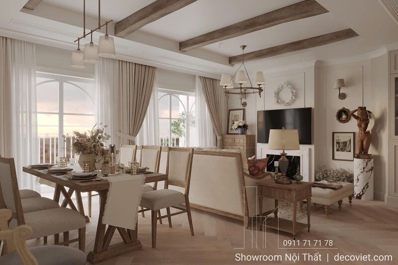 Kệ tivi và phòng khách chung cư 2 phòng ngủ Sunrise Thủ Dầu Một