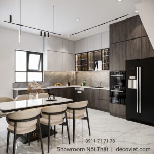 Góc nhìn phòng bếp nhà phố Quận 7 sang trọng hiện đại