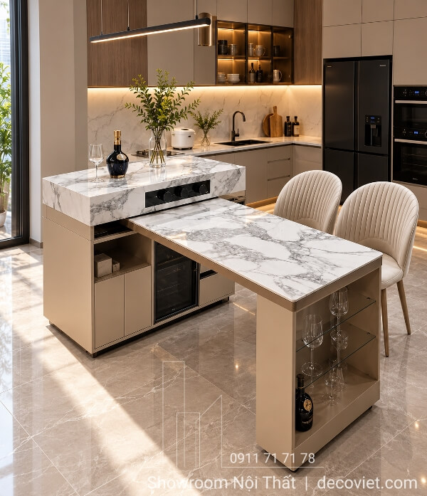Bàn Đảo Bếp Gấp Gọn 2886S