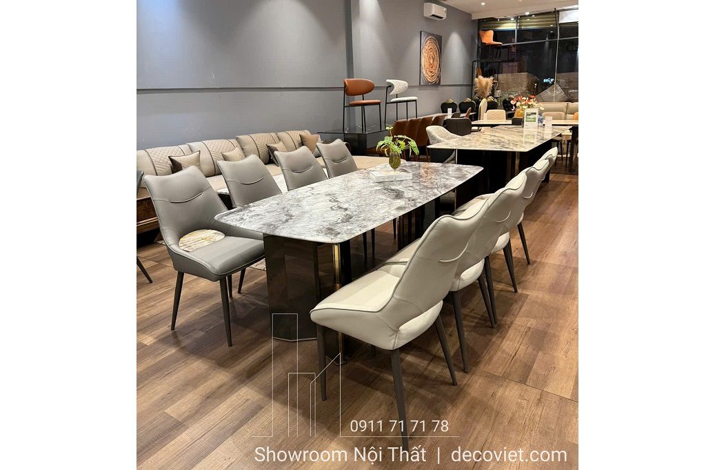 Bàn Ăn Mặt Đá Cẩm Thạch 8 Ghế 2386S