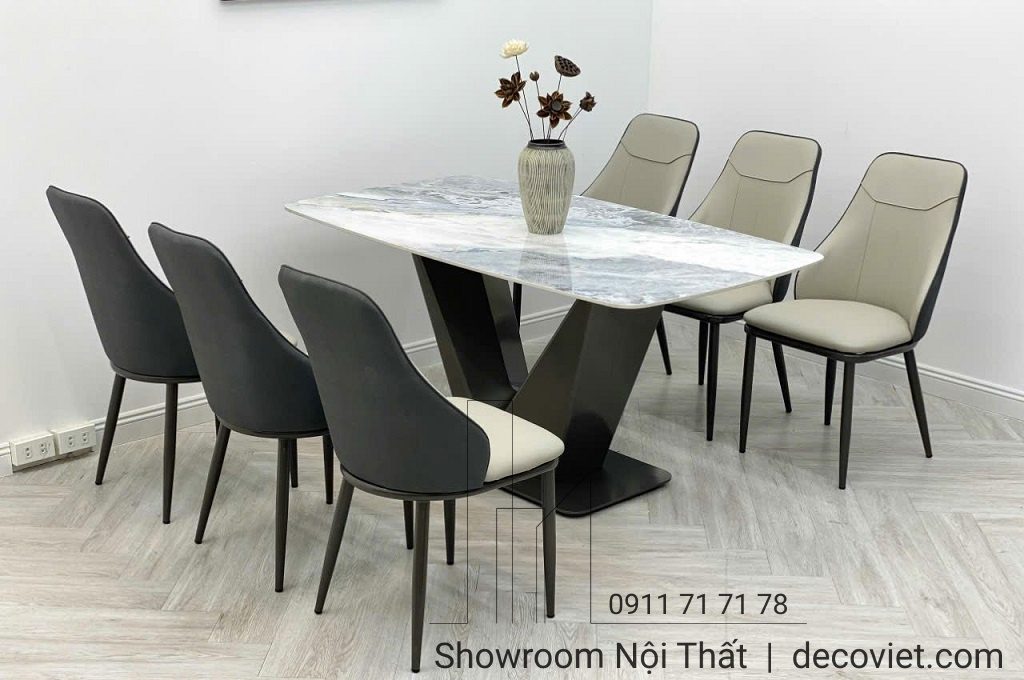 Bộ Bàn Ăn 6 Ghế Mặt Đá Hiện Đại 1611S