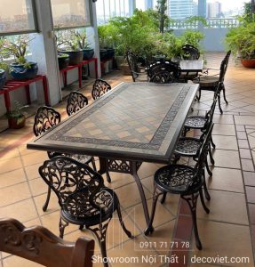 Bàn 8 Ghế Nhôm Đúc Ngoài Trời 2072T