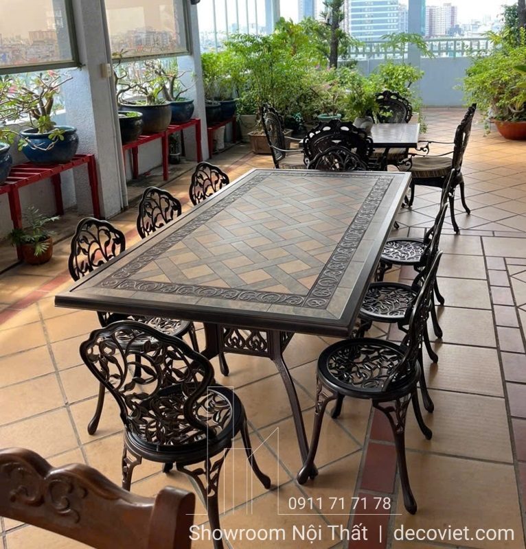 Bàn 8 Ghế Nhôm Đúc Ngoài Trời 2072T