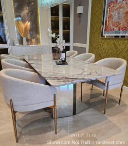 Bàn Ăn 6 Ghế Cao Cấp Mặt Đá 2799S