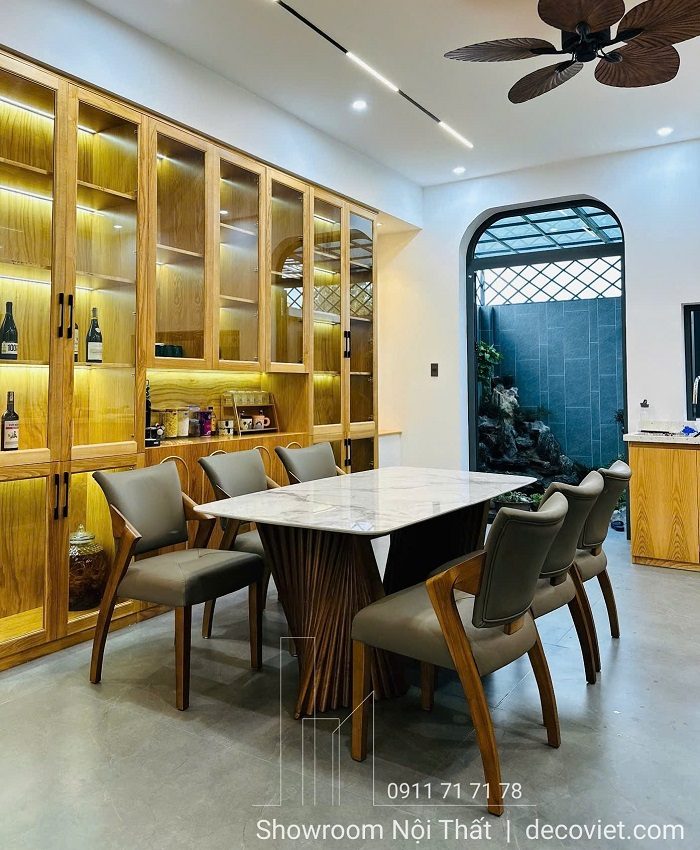 Bàn Ăn 6 Ghế Gỗ Ash Mặt Đá 2691S