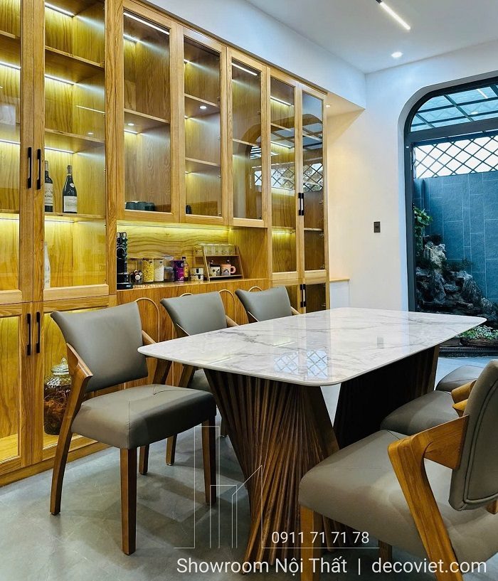 Bàn Ăn 6 Ghế Gỗ Ash Mặt Đá 2691S