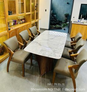 Bàn Ăn 6 Ghế Gỗ Ash Mặt Đá 2691S