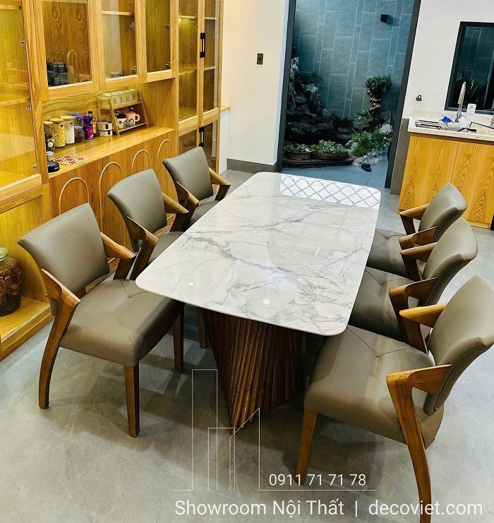 Bàn Ăn 6 Ghế Gỗ Ash Mặt Đá 2691S