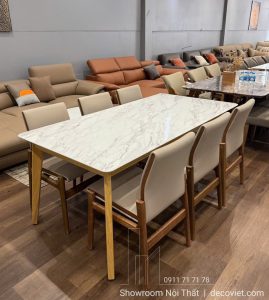 Bàn Ăn 6 Ghế Gỗ Mặt Đá 2934S