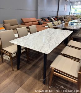 Bàn Ăn 6 Ghế Gỗ Mặt Đá 2934S