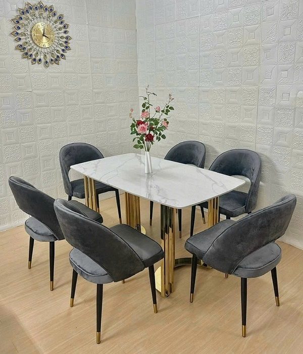 Bàn Ăn 6 Ghế Mặt Đá Đẹp 2412S