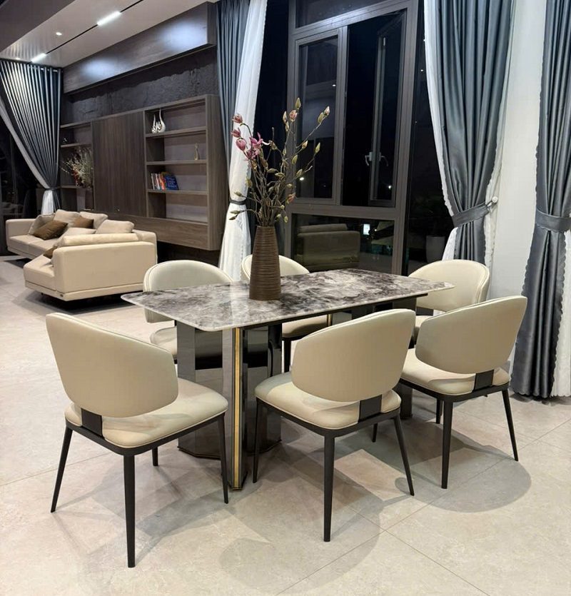 Bàn Ăn 6 Ghế Mặt Đá Hiện Đại 2453S