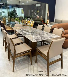 Bàn Ăn 8 Ghế Gỗ Sồi Nga Cao Cấp 2733S