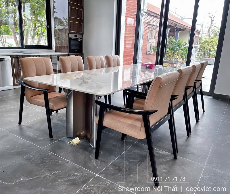 Bàn Ăn 8 Ghế Mặt Đá Cao Cấp 2834S