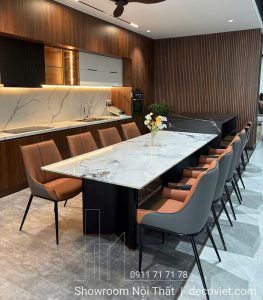 Bàn Ăn Cao Cấp Mặt Đá 2m6 8 Ghế 2667S