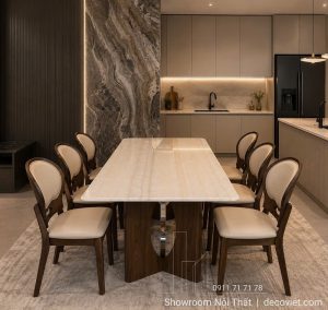 Bàn Ăn Chân Gỗ 6 Ghế 3018S