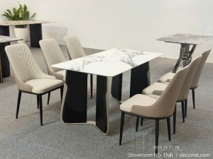 Bàn Ăn Chân Gỗ Mặt Đá 6 Ghế 3004S