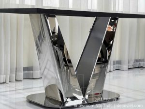 Bàn Ăn Chân Inox Mặt Đá Tự Nhiên 2671S