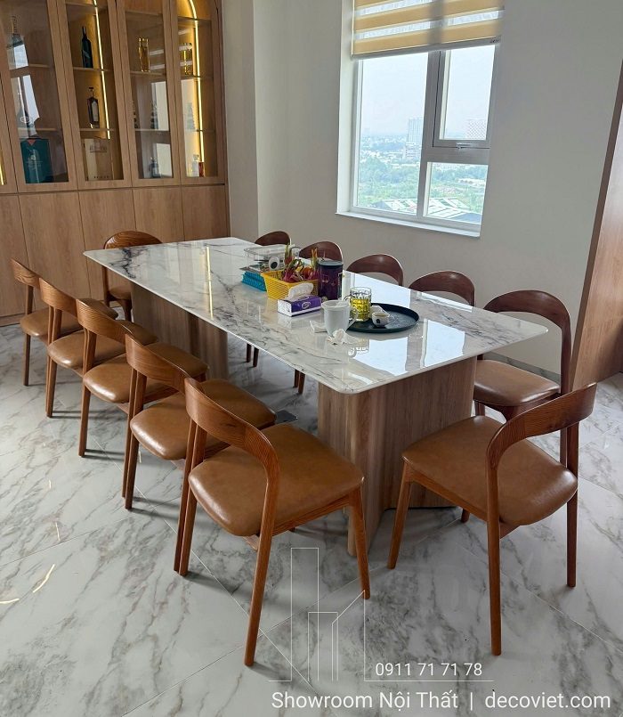 Bàn Ăn Gỗ 12 Ghế Mặt Đá 2889S