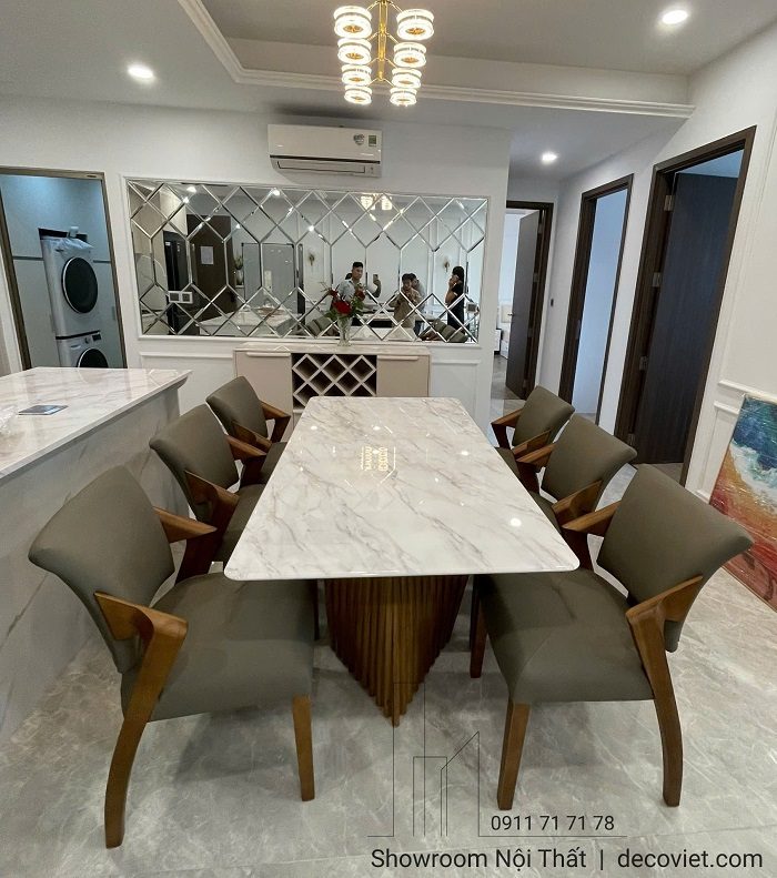 Bàn Ăn Gỗ Ash Mặt Đá 6 Ghế 2781S