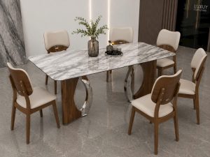 Bàn Ăn Gỗ Mặt Đá 2992S