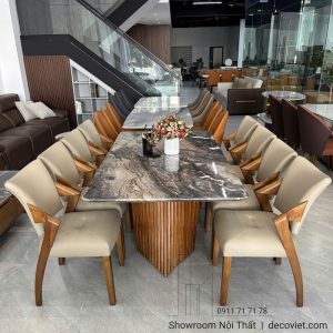 Bàn Ăn Gỗ Sồi Mặt Đá 8 Ghế 2894S