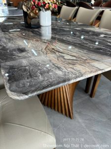 Bàn Ăn Gỗ Sồi Mặt Đá 8 Ghế 2894S