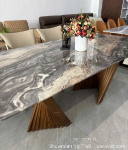 Bàn Ăn Gỗ Sồi Mặt Đá 8 Ghế 2894S