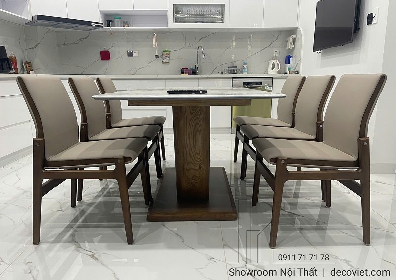 Bàn Ăn Gỗ Tự Nhiên Mặt Đá 6 Ghế 2840S