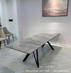 Bàn Ăn Kéo Dài Mặt Đá 2m6 8 Ghế 2668S