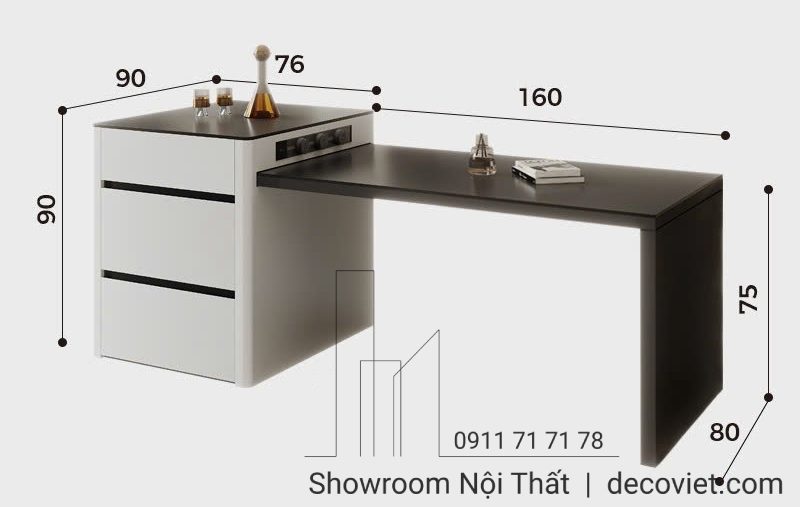 Bàn Ăn Kết Hợp Bàn Đảo Bếp 2449S