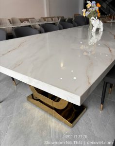 Bàn Ăn Mặt Đá 3m2 10 Ghế Cao Cấp 2810S
