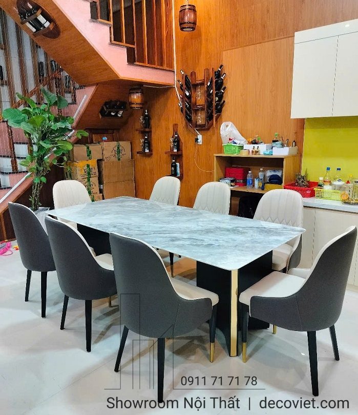 Bàn Ăn Mặt Đá 8 Ghế Cao Cấp 2496S