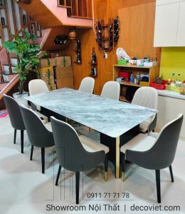 Bàn Ăn Mặt Đá 8 Ghế Cao Cấp 2496S